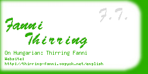 fanni thirring business card